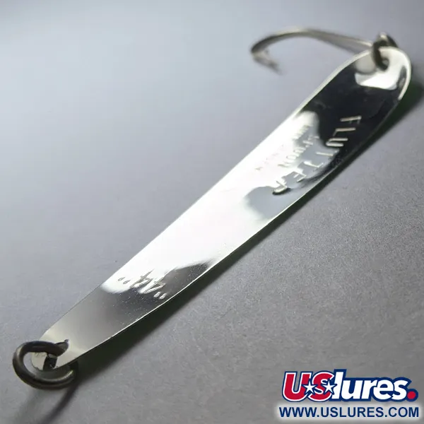 Vintage Luhr Jensen Flutter Spoon 44 Glow, 1/8oz nickel/white/green Glow - glows in the dark fishing spoon #22875