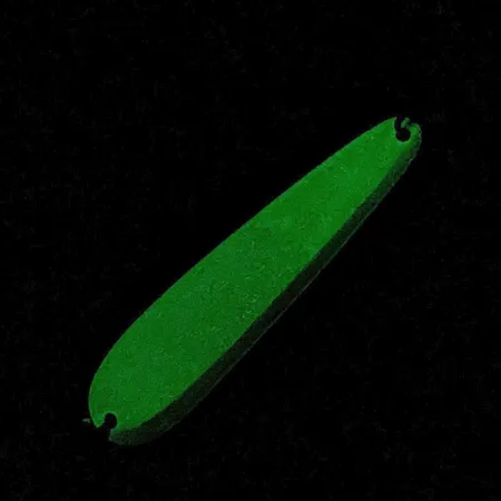 Vintage Luhr Jensen Flutter Spoon 44 Glow, 1/8oz nickel/white/green Glow - glows in the dark fishing spoon #22875