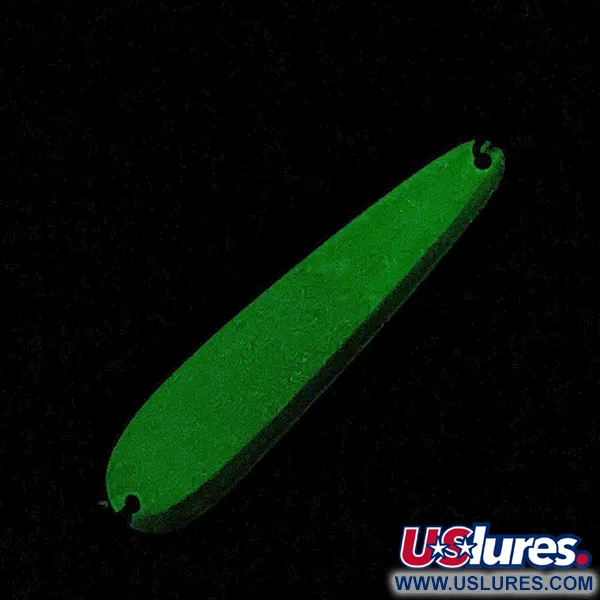 Vintage Luhr Jensen Flutter Spoon 44 Glow, 1/8oz nickel/white/green Glow - glows in the dark fishing spoon #22875