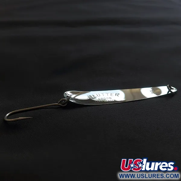 Vintage Luhr Jensen Flutter Spoon 44 Glow, 1/8oz nickel/white/green Glow - glows in the dark fishing spoon #22875