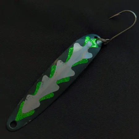 Vintage Stinger Michigan Flutter Spoon, 1/4oz black/white/hologram fishing spoon #22877