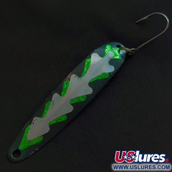 Vintage   Stinger Michigan Flutter Spoon, 1/4oz black/white/hologram fishing spoon #22877