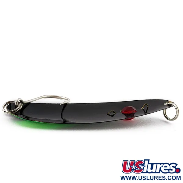 Vintage Red Eye Lures Red Eye Evil Eye, 1/3oz black/green/red eye fishing spoon #22882