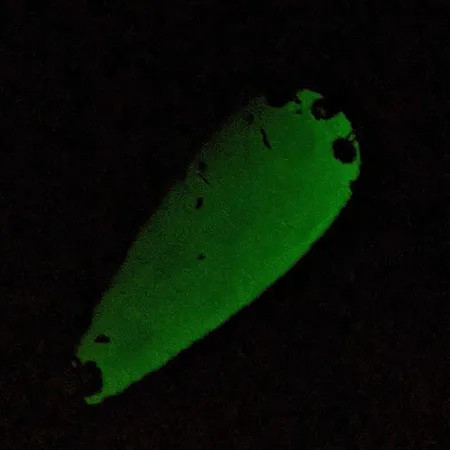 Vintage Luhr Jensen Rattlesnake, 1/2oz nickel/white/green Glow glows in the dark fishing spoon #22894