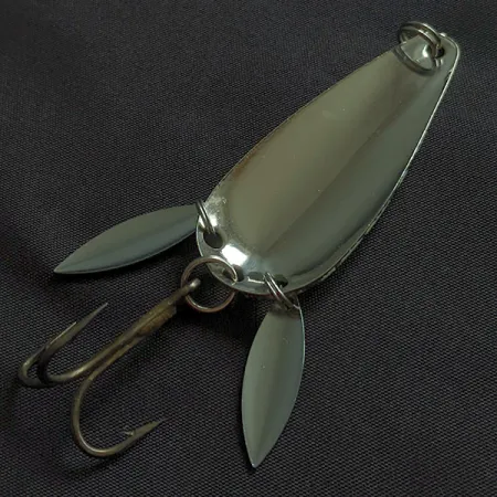 Vintage Luhr Jensen Rattlesnake, 1/2oz nickel/white/green Glow glows in the dark fishing spoon #22894