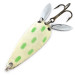 Vintage   Luhr Jensen Rattlesnake, 1/2oz nickel/white/green Glow glows in the dark fishing spoon #22894