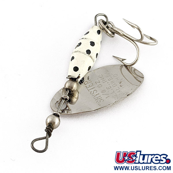 Vintage   Glen Evans Shyster, 1/8oz nickel/white spinning lure #22896