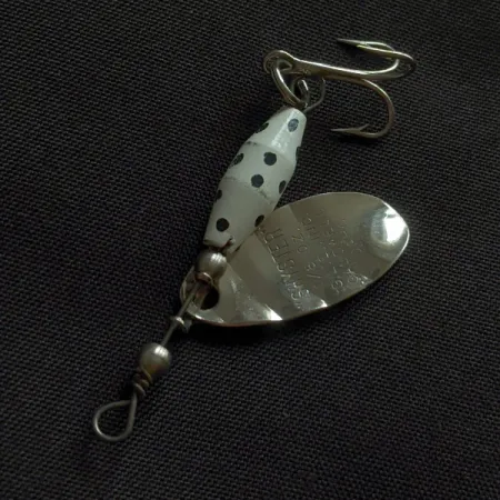Vintage Glen Evans Shyster, 1/8oz nickel/white spinning lure #22896