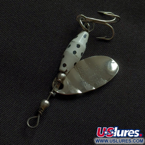 Vintage   Glen Evans Shyster, 1/8oz nickel/white spinning lure #22896