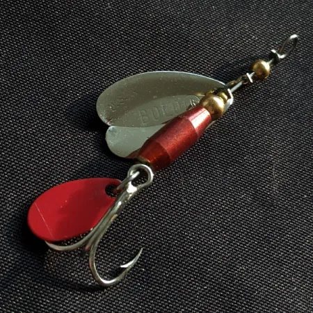 Vintage Les Davis Bolo, nickel/red spinning lure #22911