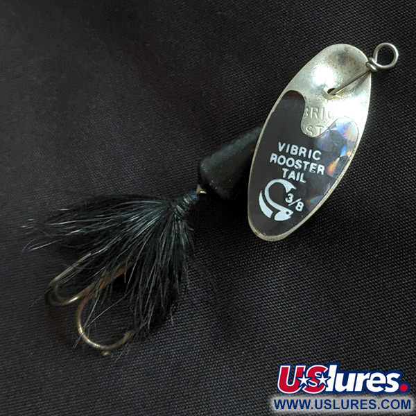 Vintage  Yakima Bait Worden's Vibric Rooster Tail, 2/5oz silver/black spinning lure #22921