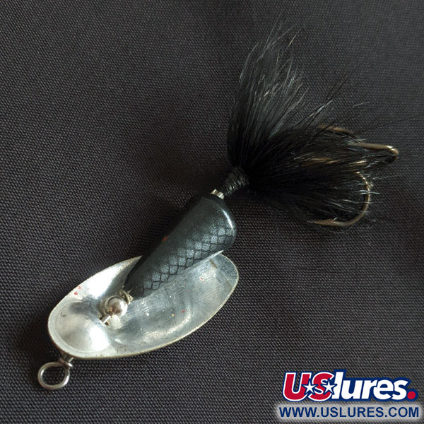 Vintage  Yakima Bait Worden's Vibric Rooster Tail, 2/5oz silver/black spinning lure #22921