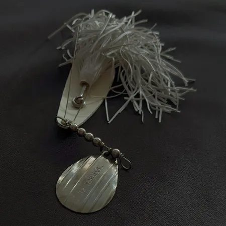 Vintage Strike King Timber Spin, 1/2oz Pearl fishing spoon #22948