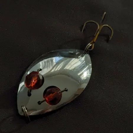 Vintage Herter's Glass Eye Spoon, 2/5oz nickel/red eyes fishing spoon #22959