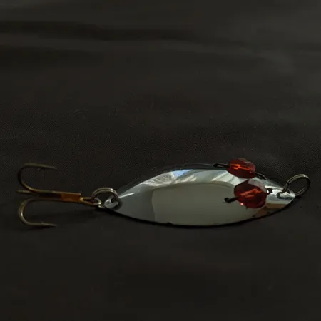 Vintage Herter's Glass Eye Spoon, 2/5oz nickel/red eyes fishing spoon #22959