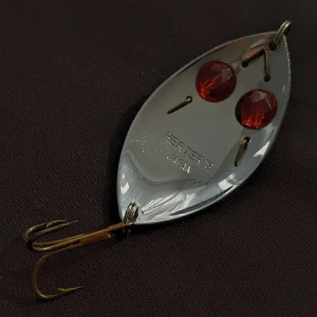 Vintage Herter's Glass Eye Spoon, 2/5oz nickel/red eyes fishing spoon #22959