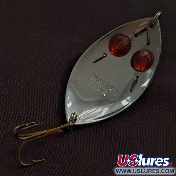 Vintage   Herter's Glass Eye Spoon, 2/5oz nickel/red eyes fishing spoon #22959