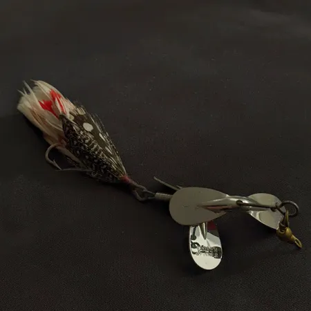 Vintage Pflueger Tandem Spinner 1, 1/3oz nickel/red spinning lure #22992
