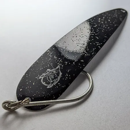 Vintage Eppinger Dardevle King Flutter Devle, 1/3oz Black glitter fishing spoon #22995