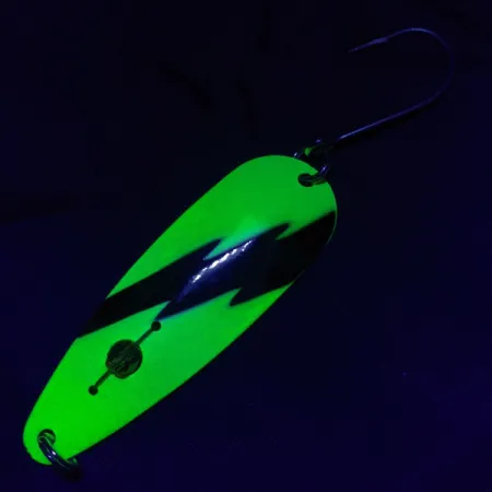 Vintage Red Eye Lures Red Eye Evil Eye UV, 3/16oz yellow/black fishing spoon #23000