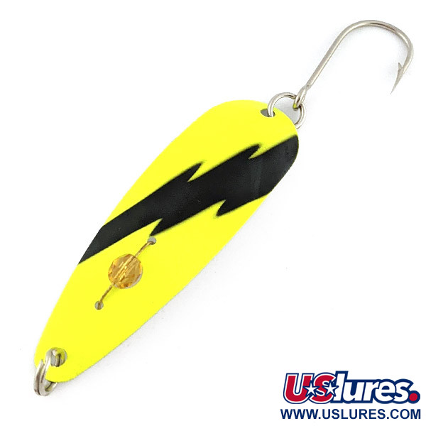 Vintage  Red Eye Lures Red Eye Evil Eye UV, 3/16oz yellow/black fishing spoon #23000