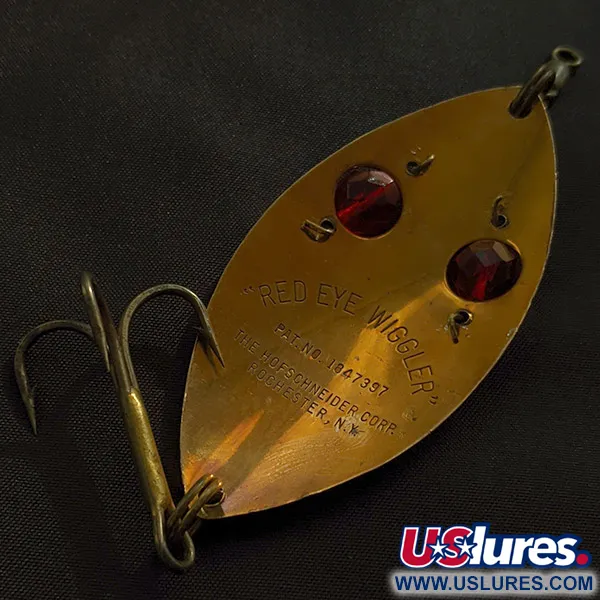 Vintage   Hofschneider Red Eye Wiggler, 1oz bronze fishing spoon #23004