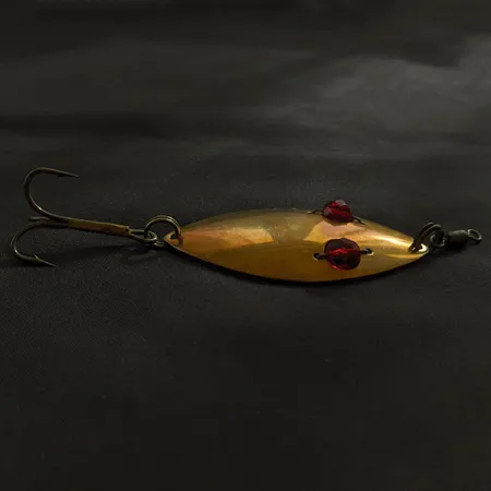 Vintage Hofschneider Red Eye Wiggler, 1oz bronze fishing spoon #23004