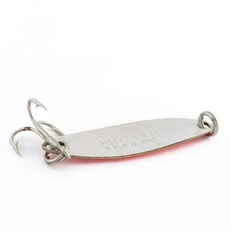 Vintage Luhr Jensen Needlefish 1 UV, 1/16oz white pearl/Hot pink UV fishing spoon #23033