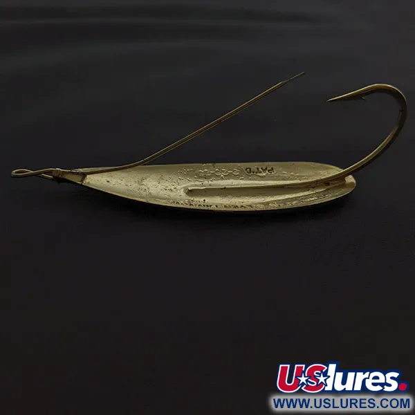 Vintage Johnson Silver Minnow Weedless, 3/5oz gold fishing spoon #23034