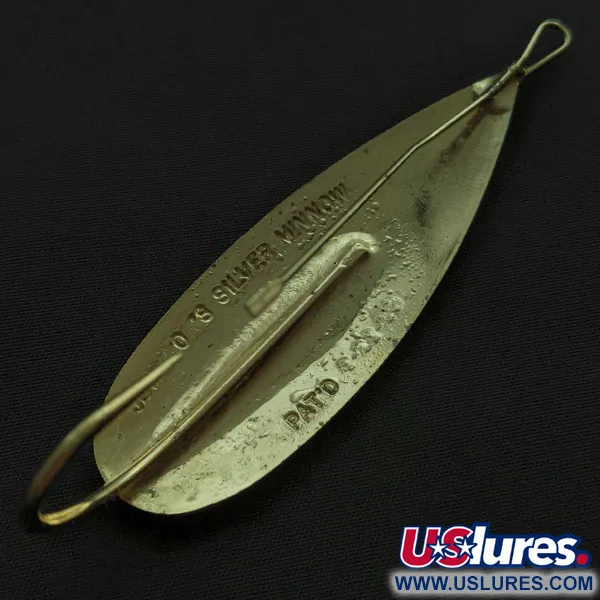 Vintage Johnson Silver Minnow Weedless, 3/5oz gold fishing spoon #23034