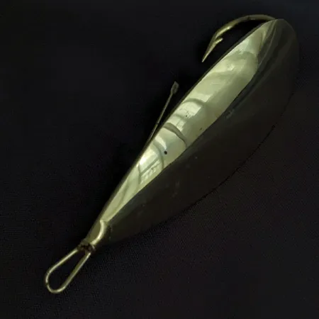 Vintage Johnson Silver Minnow Weedless, 3/5oz gold fishing spoon #23034