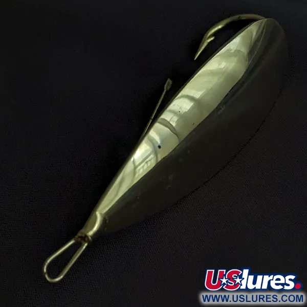 Vintage Johnson Silver Minnow Weedless, 3/5oz gold fishing spoon #23034
