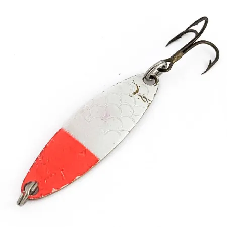 Vintage Luhr Jensen Needlefish 1 UV, 1/16oz white pearl/Hot pink UV fishing spoon #23035