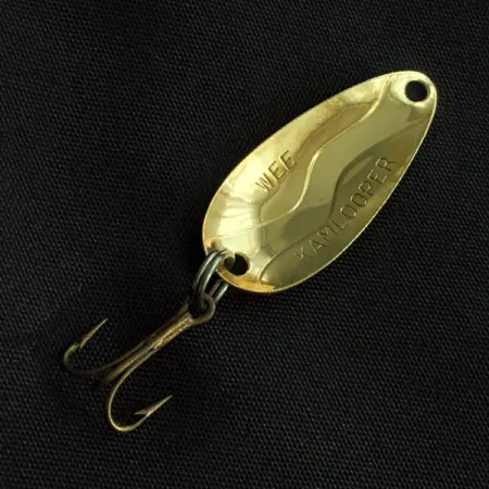 Vintage Acme Kamlooper Wee, 1/8oz gold/orange fishing spoon #23036