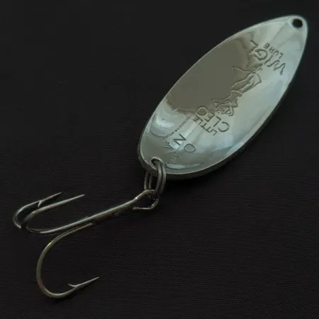 Vintage Seneca Little Cleo (Hula Girl) Glow In Dark, 3/4oz nickel/white/blue Glow - glows in the dark fishing spoon #23040