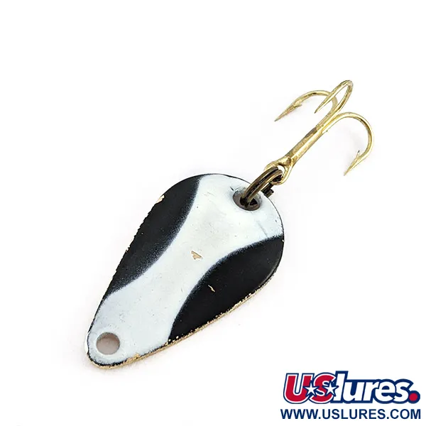 Vintage   Acme K.O. Wobbler, 1/8oz white/black/gold fishing spoon #23041