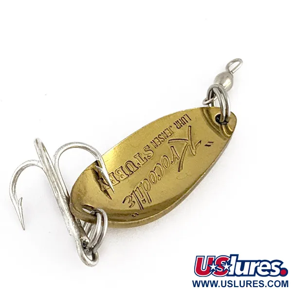 Vintage  Luhr Jensen Lil' Kroc (Krocodile Stubby), 3/16oz brass fishing spoon #23050