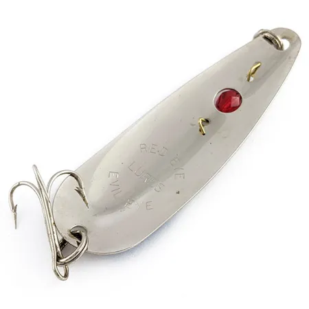 Vintage Red Eye Lures Red Eye Evil Eye, 2/5oz nickel/blue/red eye fishing spoon #23054