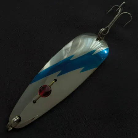 Vintage Red Eye Lures Red Eye Evil Eye, 2/5oz nickel/blue/red eye fishing spoon #23054