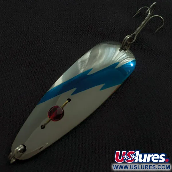 Vintage  Red Eye Lures Red Eye Evil Eye, 2/5oz nickel/blue/red eye fishing spoon #23054