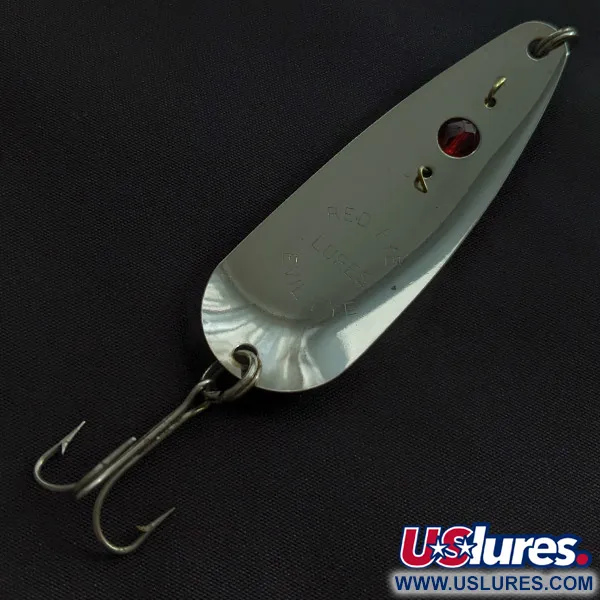 Vintage  Red Eye Lures Red Eye Evil Eye, 2/5oz nickel/blue/red eye fishing spoon #23054