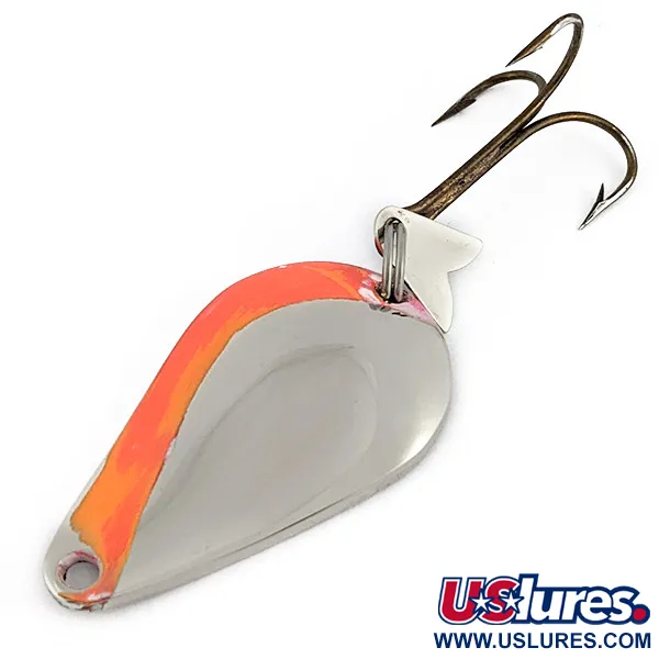 Vintage   Acme K.O. Wobbler, 1/2oz nickel/orange fishing spoon #23057