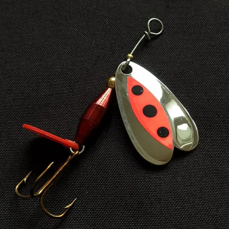 Vintage Les Davis Bolo, 3/16oz nickel/red spinning lure #23085