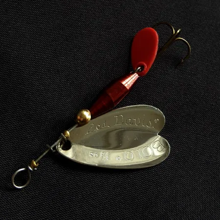 Vintage Les Davis Bolo, 3/16oz nickel/red spinning lure #23085