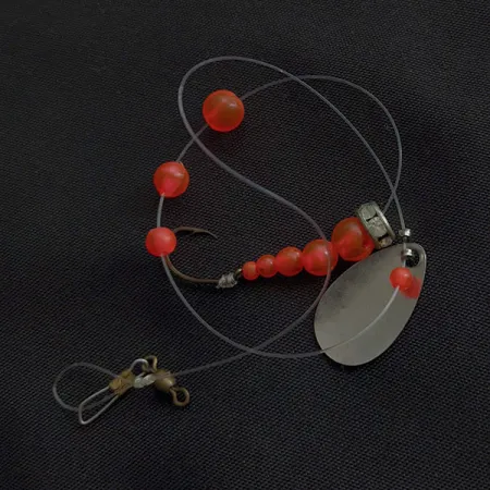 Vintage Kokanee tackle Mack's Lure Wedding Ring, 1/16oz nickel/pink spinning lure #23122