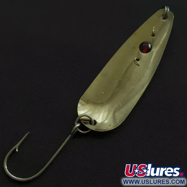 Vintage  Red Eye Lures Red Eye Evil Eye, 2/5oz gold/red fishing spoon #23135