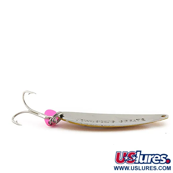 Vintage   Johnson Sprite, 1/3oz nickel/yellow/white fishing spoon #23136