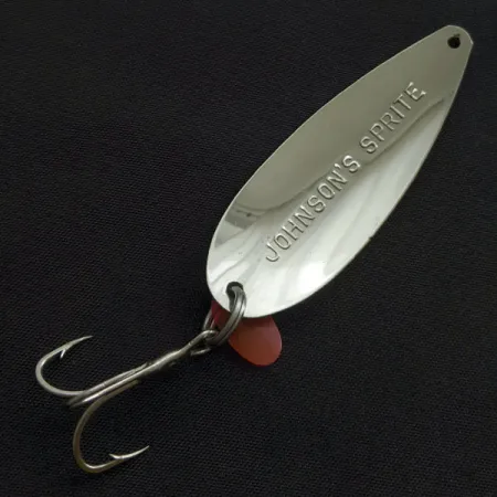 Vintage Johnson Sprite, 1/3oz nickel/yellow/white fishing spoon #23136