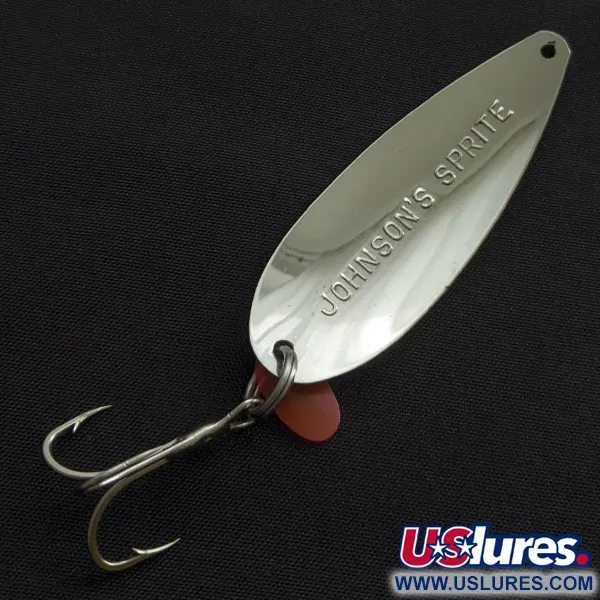 Vintage   Johnson Sprite, 1/3oz nickel/yellow/white fishing spoon #23136