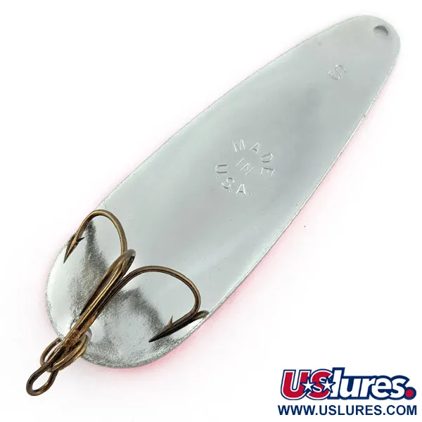 Vintage   Worth Chippewa Steel Spoon UV, 1oz nickel/pink UV fishing spoon #23155